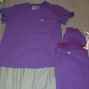 Figs V-Neck Purple Scrub Top/joggers